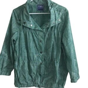 Fedeli  Women's Lightweight Windbreaker Plaid Jacket  Size L Made In Italy